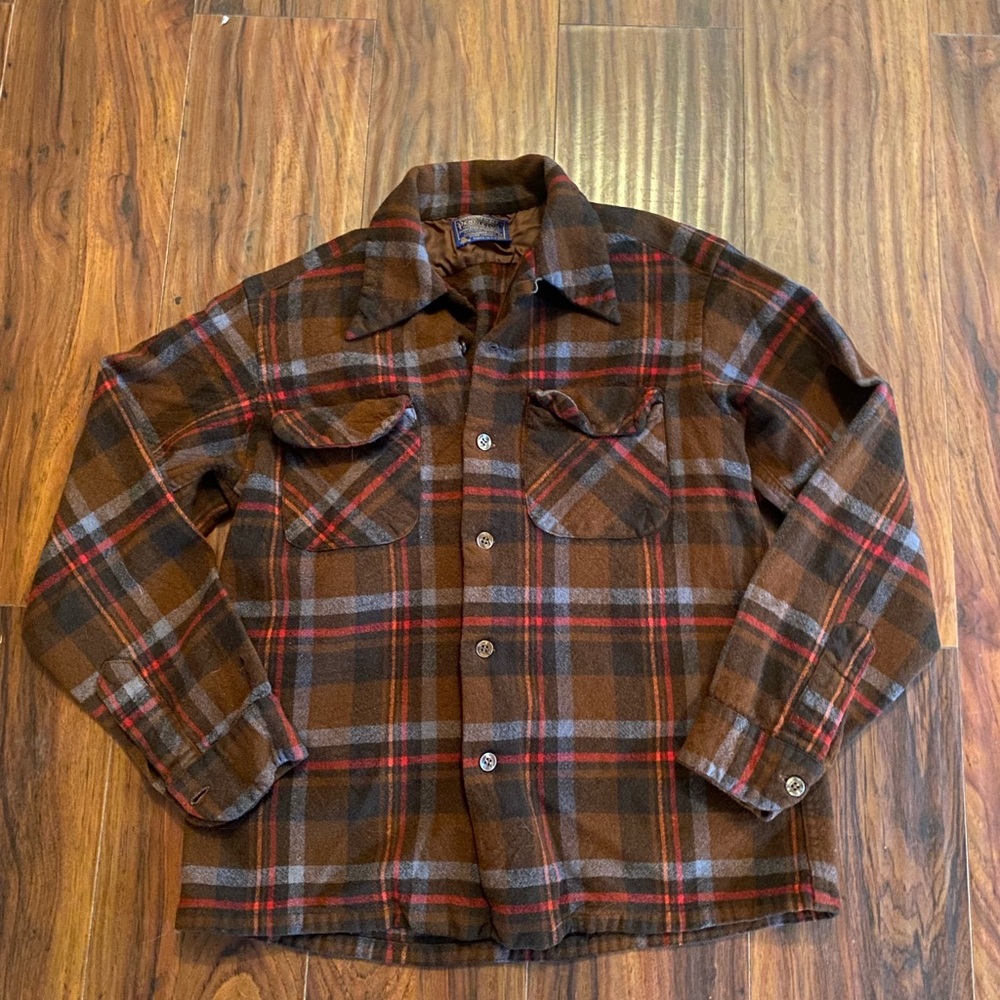 Pendleton Brown Plaid Button-Up Shirt small